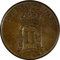 Sweden Oscar II Bronze 1906 5 Öre Mintage-565,280 UNC KM# 770 (17 297)