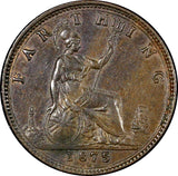 Great Britain Victoria Bronze 1875 H Farthing Birmingham Mint KM# 753 (21 085)