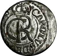 LIVONIA Riga CARL XI of Sweden (1660-1697)Silver 1661 Solidus XF KM#55 (15 108)