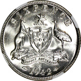 Australia George VI Silver 1942-D 6 Pence Sixpence NGC MS62 KM# 38