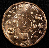 Uganda 1987 2 Shillings 1 YEAR TYPE UNC/BU KM# 28 RANDOM PICK (1 Coin) (23 975)