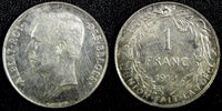 Belgium Albert I Silver 1912 1 Franc French text HIGH GRADE KM# 72 (23 963)