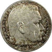 Germany - Third Reich Silver 1939 A 2 Reichs Mark Hindenburg KM# 93 (22 332)
