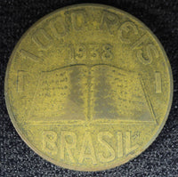 BRAZIL José de Anchieta Aluminum-Bronze 1938 1000 Reis KM# 541 (23 068)