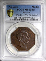 GERMAN BAVARIA Bronze MEDAL PIEFORT King Maximilian I  PCGS MS63 Witt2545 (962)