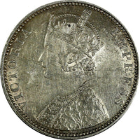 India-British Victoria Silver 1892 B Rupee Bombay Toned aUNC KM# 492 (18 249)