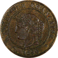 France Third Republic Bronze 1896 A 1 Centime KM# 826.1 (18 125)