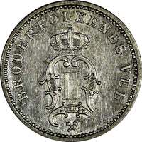 Norway Oscar II Silver 1888 10 Ore Mintage-500,000 KEY DATE SCARCE KM# 350