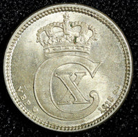 Denmark Christian X Silver 1918 VBP; GJ 10 Øre Last Year UNC KM# 818.1 (23 849)