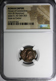 Julian II as Caesar AD 360-363 AE4 BI NUMMUS/Emperor with globe & spear NGC (63)