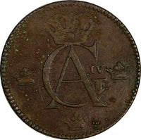 SWEDEN COPPER Gustaf IV Adolf 1802 1/2 SKILLING 30.5mm KM#565 (17 895)