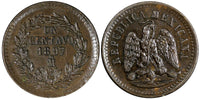MEXICO SECOND REPUBLIC Copper 1897 Mo 1 Centavo Last Date UNC KM# 391.6 (009)