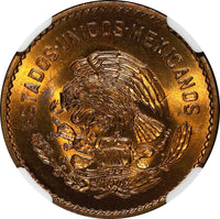 MEXICO Bronze 1943 Mo 5 Centavos NGC MS65 RB  RED ! TOP GRADED KM# 424 (14)