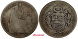Peru Silver 1900 JF 1/5 Sol ERROR " LE" SOL KM# 205.2 (11 212)
