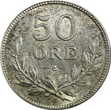 Sweden Gustaf VI Silver 1955 TS 50 Ore UNC KM# 825 (22 003)