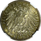 German States BAVARIA-90TH BIRTHDAY 1911 D 2 Mark NGC MS62 Nice Toned KM997(004)