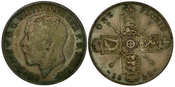 Great Britain George V Silver 1921 Florin KM# 817a (20 939)