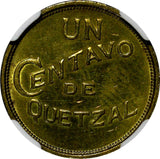 Guatemala Brass 1949 1 Centavo NGC UNC DETAILS LAST YEAR FOR TYPE KM# 249 (021)