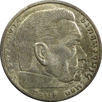 Germany - Third Reich Silver 1939 A 2 Reichs Mark Hindenburg KM# 93 (22 417)