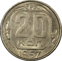 RUSSIA USSR Copper-Nickel 1957 20 Kopeks  Y# 125 (21 459)