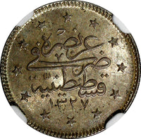 Turkey Mehmed V Silver AH1327//3 (1911) 2 Kurush NGC MS64 Toned KM# 749 (020)