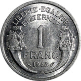 FRANCE Aluminum 1948 B 1 Franc 23mm SCARCE DATE KM# 885a.2 (13 591)