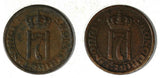 Norway Haakon VII Bronze LOT OF 2 COINS 1912 1 Ore SCARCE  KM# 367