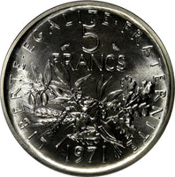 FRANCE Nickel 1971 5 Franc Pieforts PCGS SP69 Specimen TOP GRADED KM# P430