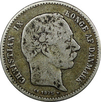 Denmark Christian IX Silver 1875 HC CS 1 Krone KM# 797.1 (20 521)