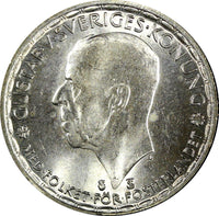 Sweden Gustaf V Silver 1946 TS 1 Krona Choice UNC 25mm KM# 814 (22 108)