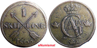 SWEDEN 1805  1 SKILLING OVERSTRUCK ON 2 ORE S.M. 1767  FULL DATE  KM#566 (2372)