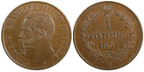 ITALY Vittorio Emanuele II Copper 1867 M Centesimo UNC KM# 1.1 (23 905)