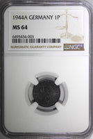 Germany,Third Reich Zinc 1944 A 1 Reichspfennig NGC MS64 WWII Issue KM# 97 (003)