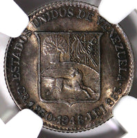 VENEZUELA Silver 1948 25 Centimos NGC UNC DETAILS Nice Toned Y# 20