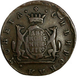 RUSSIA SIBERIA Catherina II Copper 1779/69 KM 2 Kopecks OVERDATE Suzun Mint C#4
