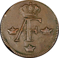 SWEDEN Adolf Frederick (1751-1771) Copper 1763 S.M. 1 Ore 30mm KM# 460 (21 360)