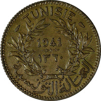 Tunisia 1360 (1941) 1 Franc Chambers of Commerce  UNC Toned  KM# 247 (19 349)