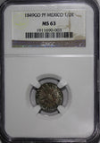 Mexico Republic Silver 1849 Go-PF 1/2 Real NGC MS63 Nice Toning  KM# 370.7