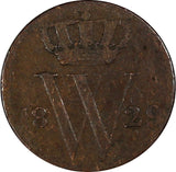 Netherlands William I Copper 1829 1/2 Cent SCARCE KM# 51