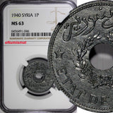 French Mandate  Zinc 1940 1 Piastre NGC MS63 1 YEAR TYPE SCARCE KM# 71a (046)
