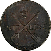 Sweden Gustaf IV 1802 1/2 Skilling Overstruck on 1 Ore 1730-1769 KM# 565 /17 294