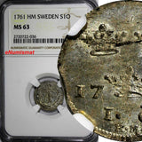 SWEDEN Adolf Fredrik 1761 HM 1 ORE NGC MS63 1 GRADED HIGHEST BY NGC KM#472 (36)