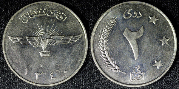 Afghanistan 1340 (1961)  2 Afghanis coin alignment KM# 954.1 (23 478)