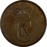 Denmark Christian IX Bronze 1906 VBP 2 Ore Last Year Type ch XF KM# 793.2 (186)