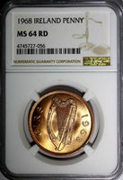 Ireland Republic Bronze 1968 Penny NGC MS64 RD NICE RED Hen with chicks KM# 11