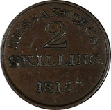 Denmark Frederik VI Copper 1815 2 Skilling Rigsbank Token XF  KM# Tn4 (19 638)