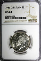 GREAT BRITAIN George V (1910-1936) Silver 1936 Florin NGC MS63 LAST YEAR KM# 834