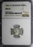 Denmark Frederik VII Silver 1856 VS 4 Skilling Rigsmont NGC MS62 KM# 758.2