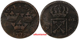 Sweden  1719 1 Ore KM.Overstruck 1718 1 Daler SM SCARCE KM# 364.2 (10 344)