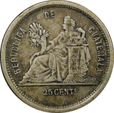 Guatemala Silver 1881 E 25 Centavos KM# 205.1 (22 591)